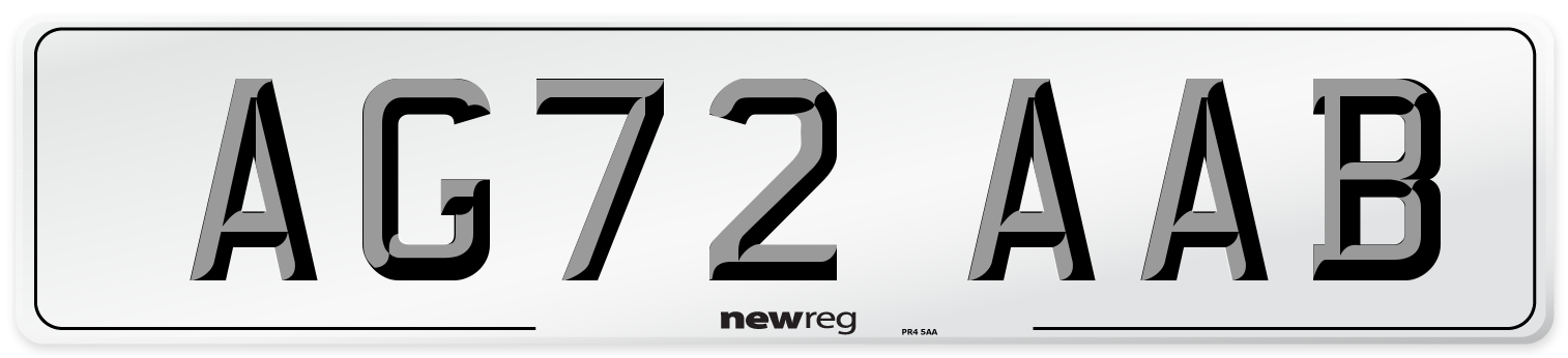 AG72 AAB Number Plate from New Reg